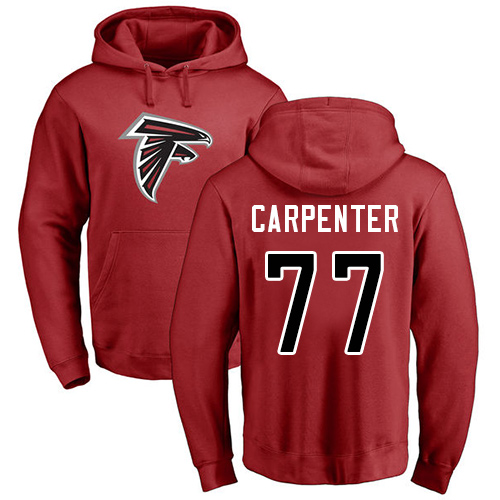 Atlanta Falcons Men Red James Carpenter Name And Number Logo NFL Football #77 Pullover Hoodie Sweatshirts->atlanta falcons->NFL Jersey